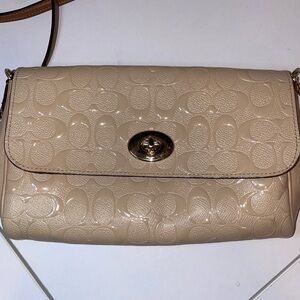 Coach Signature Ruby Crossbody in debossed cream patent leather